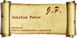 Jusztus Petur névjegykártya